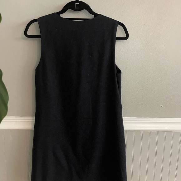 Alice + Olivia Wool Blend Navy Blue Shift Dress with Large Buttons Sleeveless - Picture 7 of 9